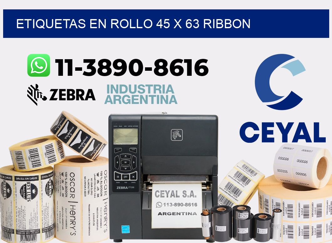 Etiquetas en rollo 45 x 63 ribbon