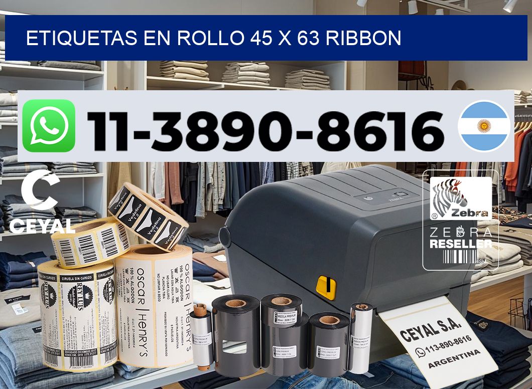 Etiquetas en rollo 45 x 63 ribbon