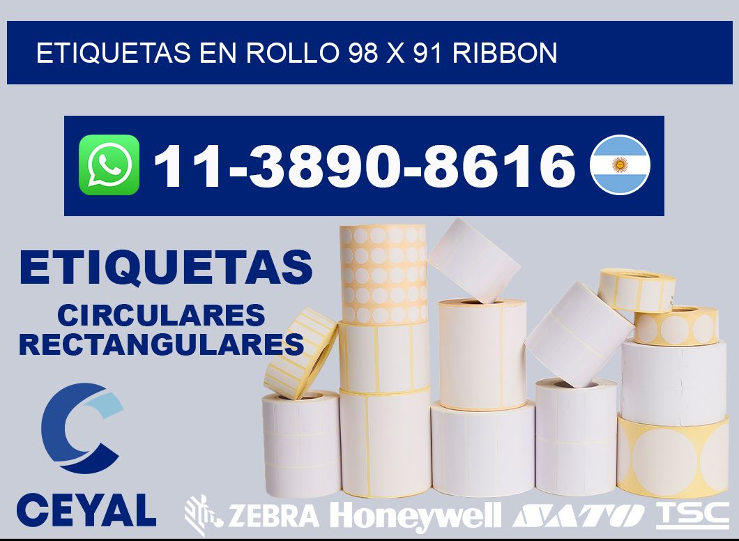 Etiquetas en rollo 98 x 91 ribbon