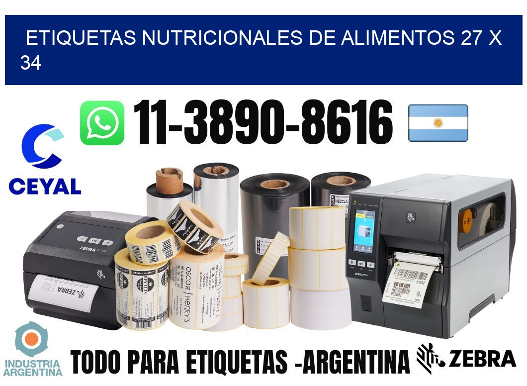 Etiquetas nutricionales de alimentos 27 x 34