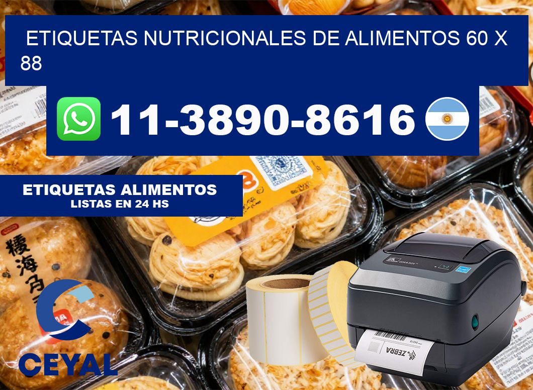 Etiquetas nutricionales de alimentos 60 x 88