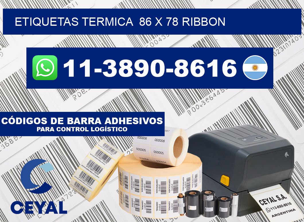 Etiquetas termica  86 x 78 ribbon