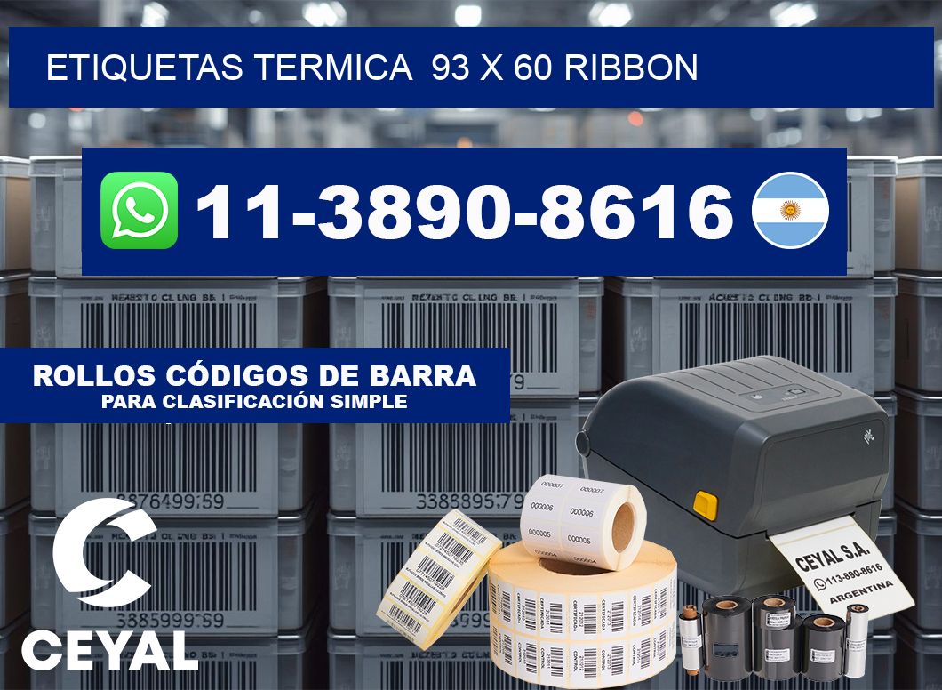 Etiquetas termica  93 x 60 ribbon