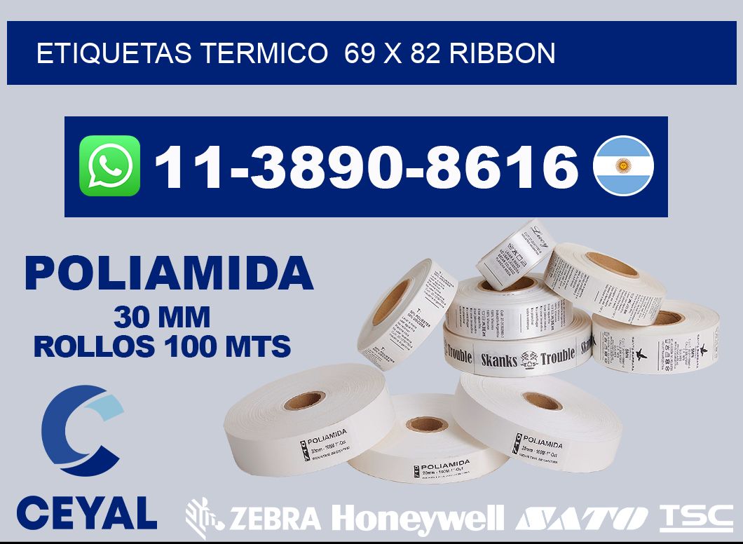 Etiquetas termico 69 x 82 ribbon