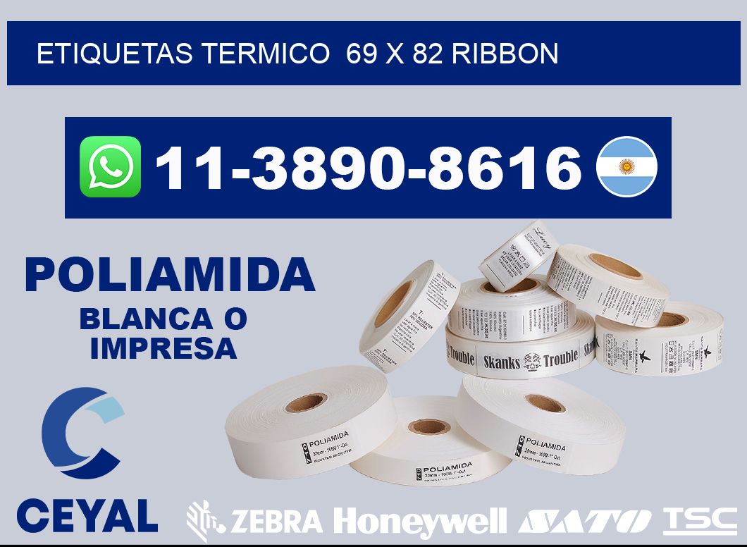 Etiquetas termico 69 x 82 ribbon