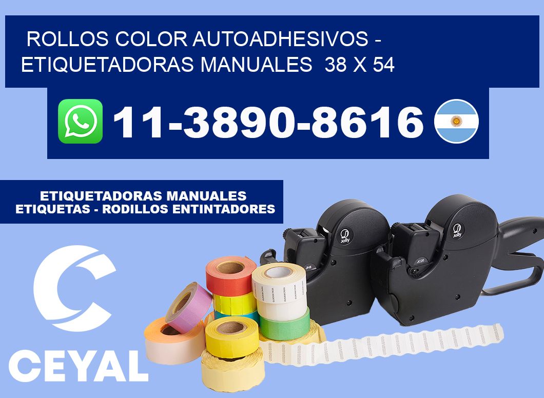 Rollos color autoadhesivos - Etiquetadoras Manuales  38 x 54