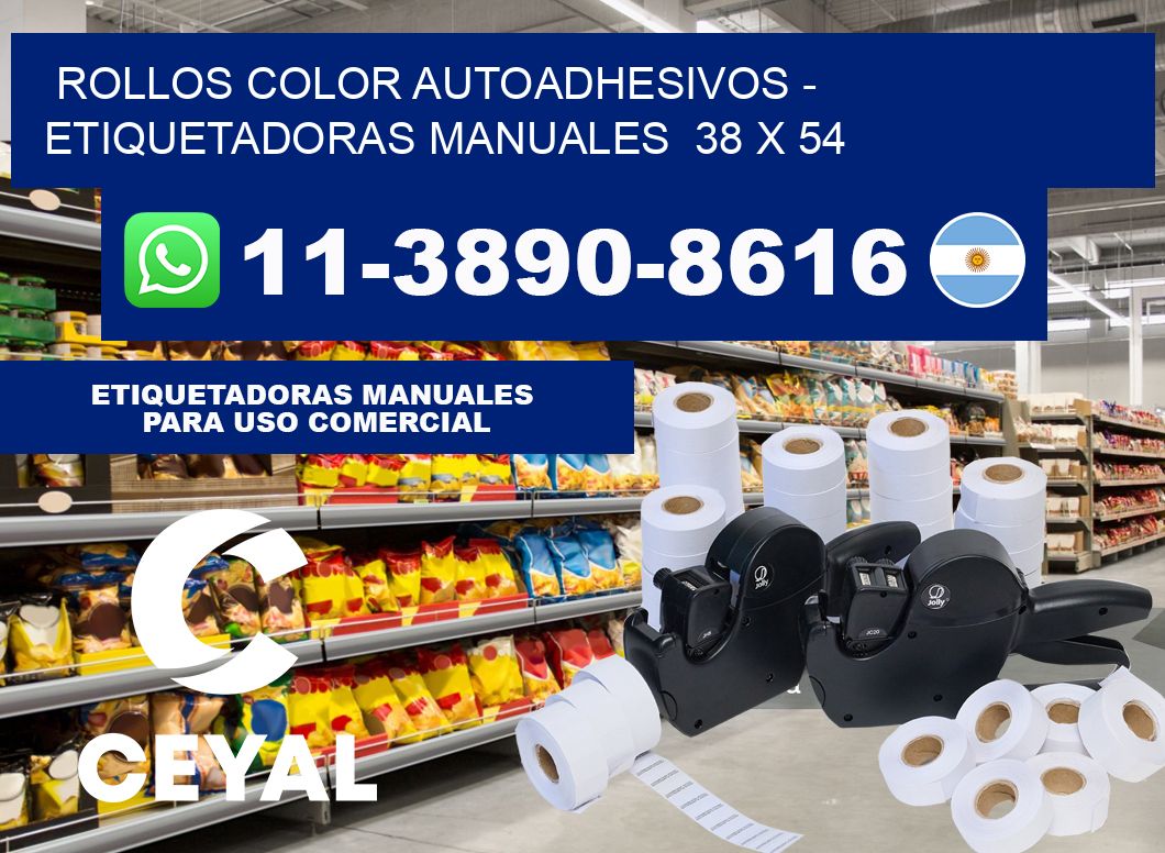 Rollos color autoadhesivos - Etiquetadoras Manuales  38 x 54