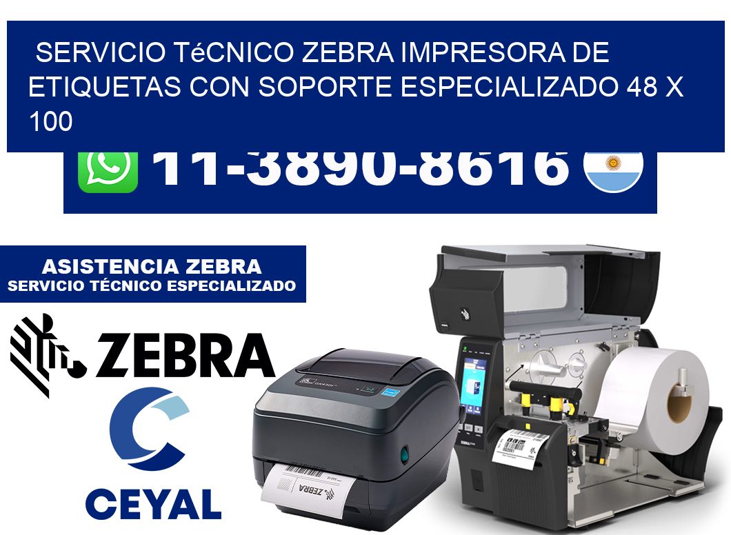Servicio Técnico Zebra Impresora de Etiquetas con Soporte Especializado 48 x 100