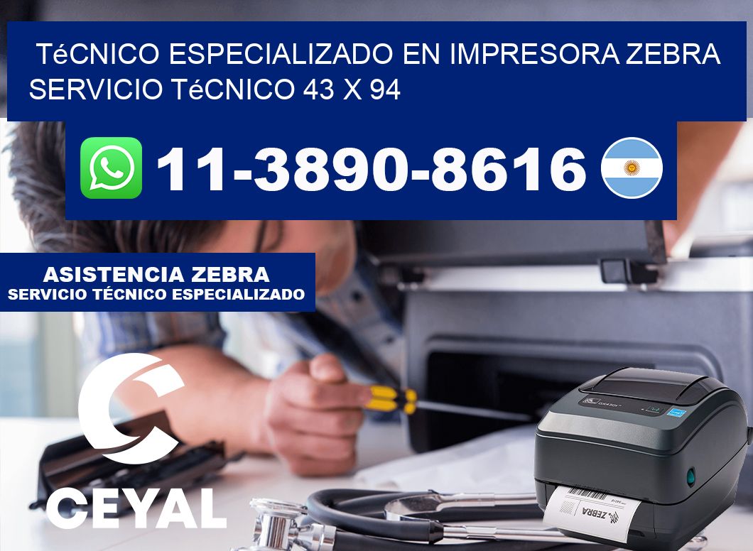 Técnico Especializado en Impresora Zebra Servicio Técnico 43 x 94