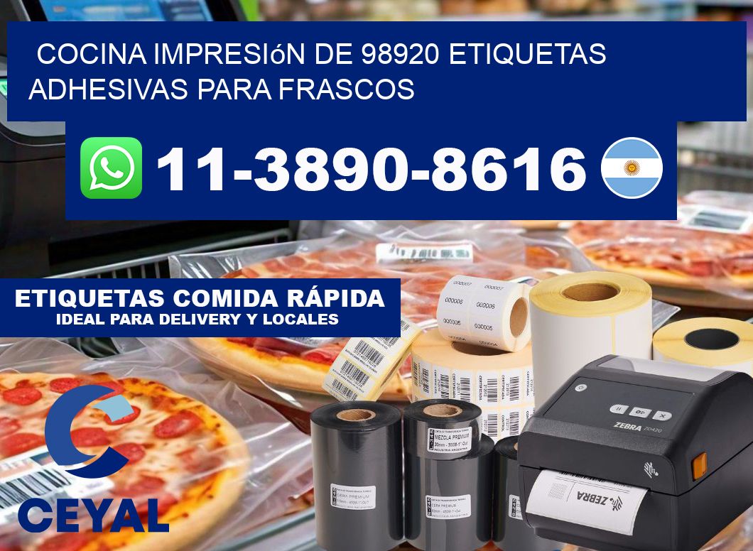 cocina impresión de 98920 etiquetas adhesivas para frascos
