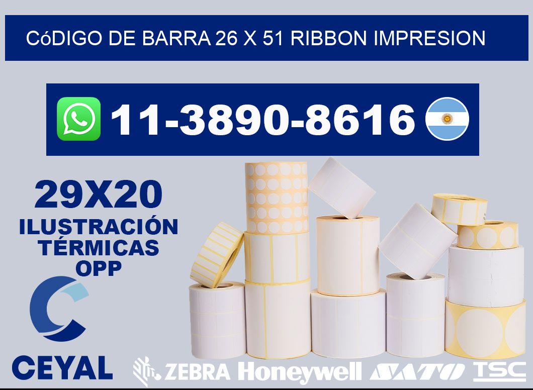 código de barra 26 x 51 ribbon impresion