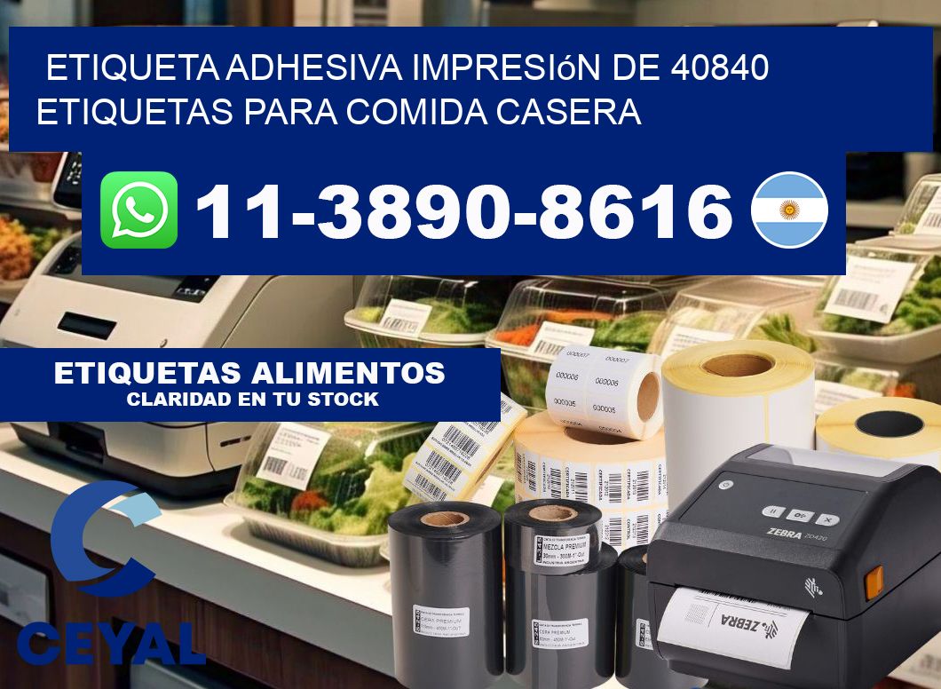 etiqueta adhesiva impresión de 40840 etiquetas para comida casera
