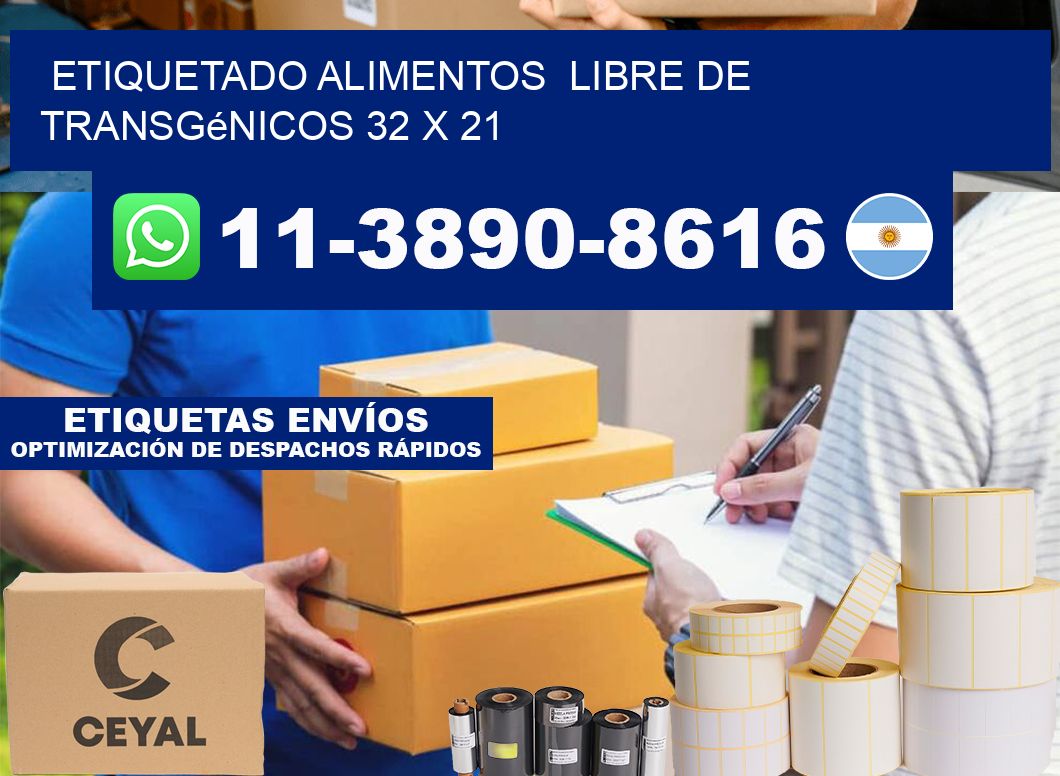 etiquetado alimentos Libre de transgénicos 32 x 21