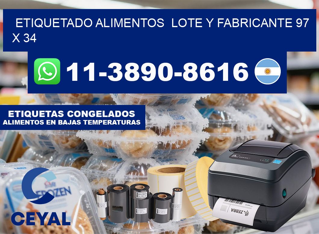etiquetado alimentos  Lote y fabricante 97 x 34