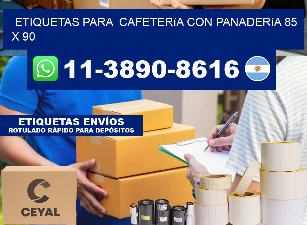 etiquetas para  Cafetería con panadería 85 x 90