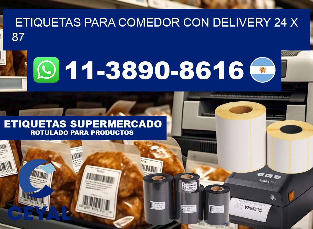 etiquetas para Comedor con delivery 24 x 87