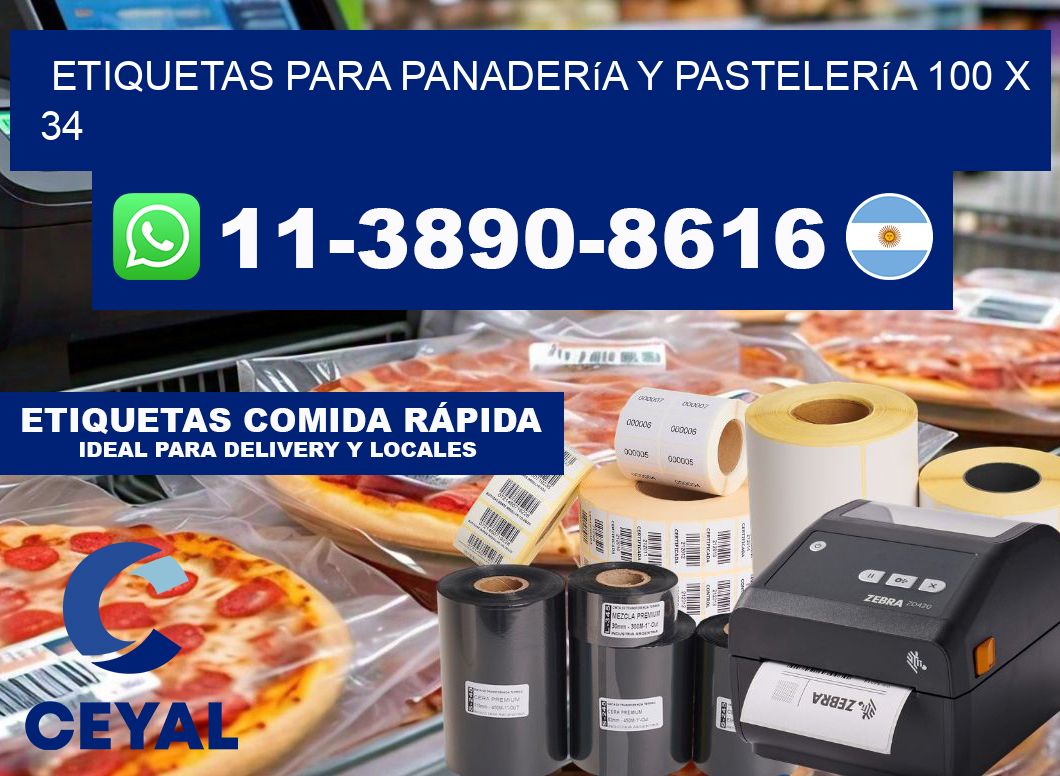 etiquetas para Panadería y pastelería 100 x 34