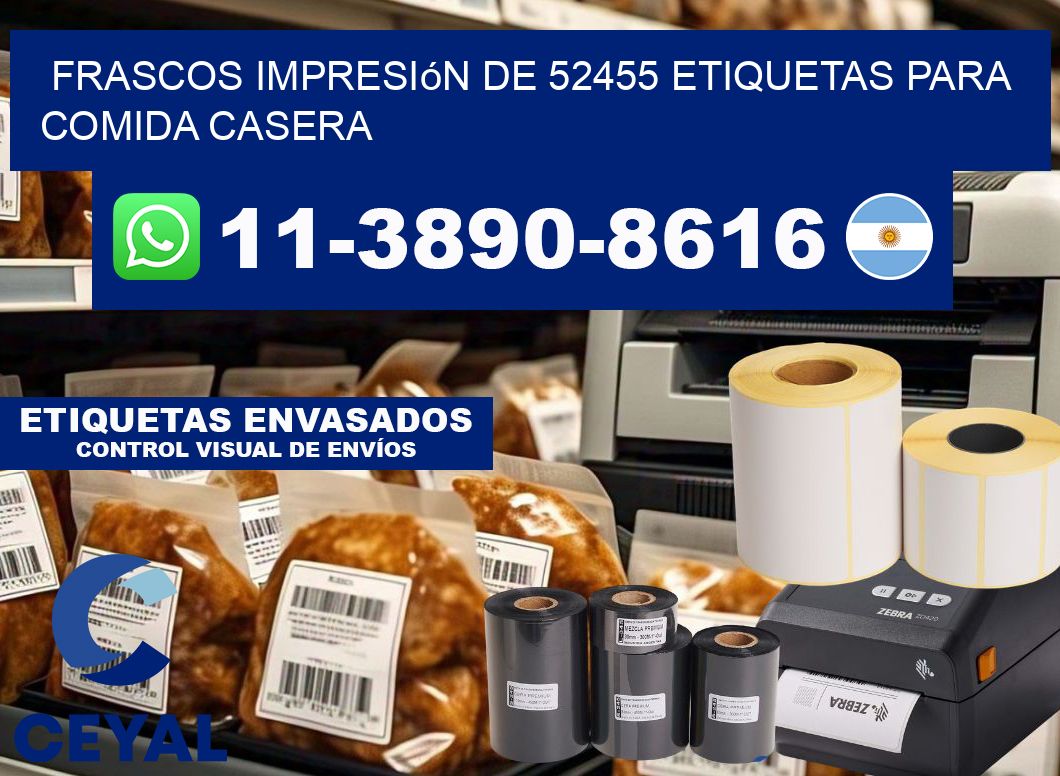 frascos impresión de 52455 etiquetas para comida casera