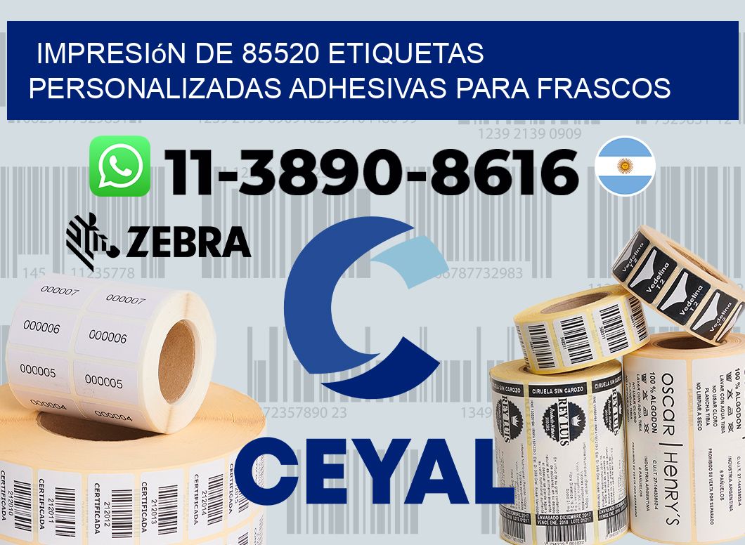 impresión de 85520 etiquetas personalizadas adhesivas para frascos