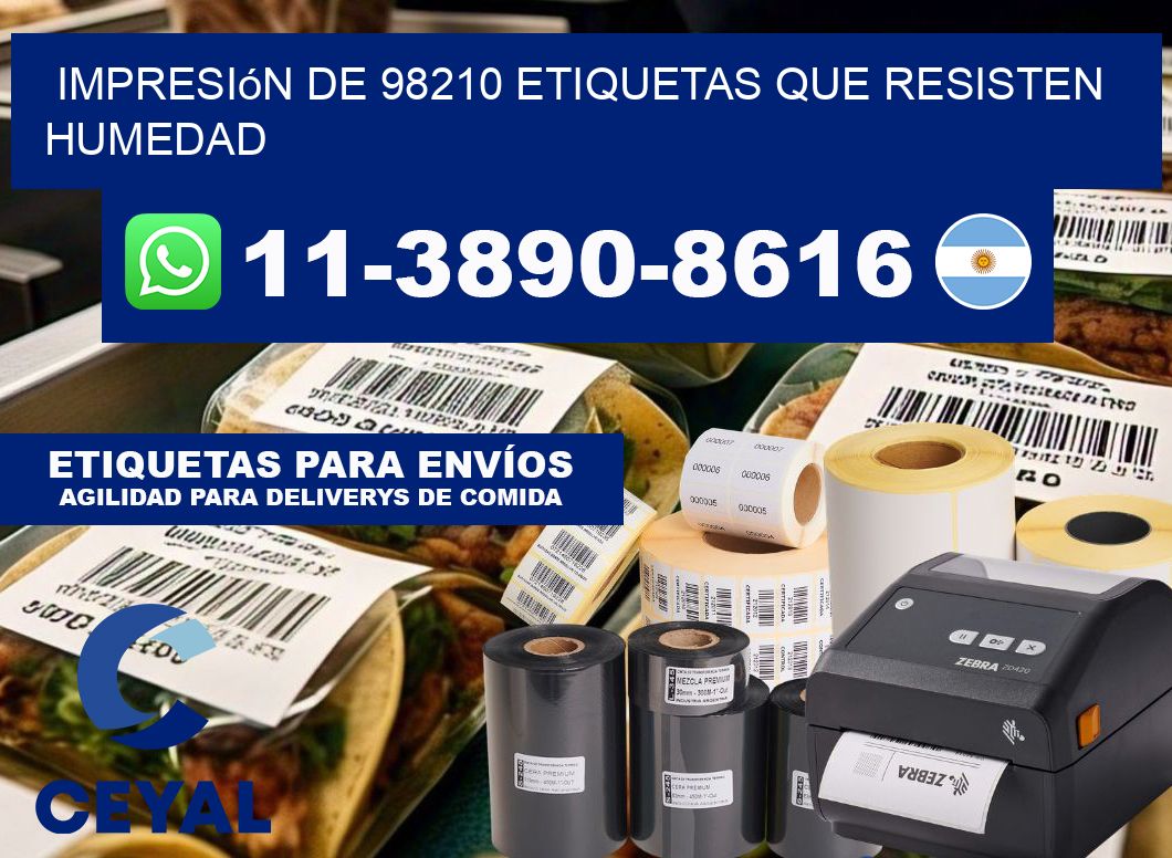 impresión de 98210 etiquetas que resisten humedad