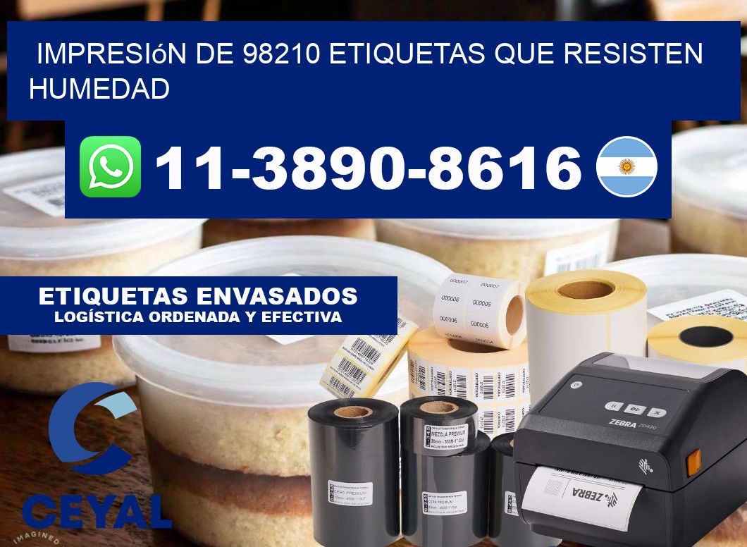 impresión de 98210 etiquetas que resisten humedad