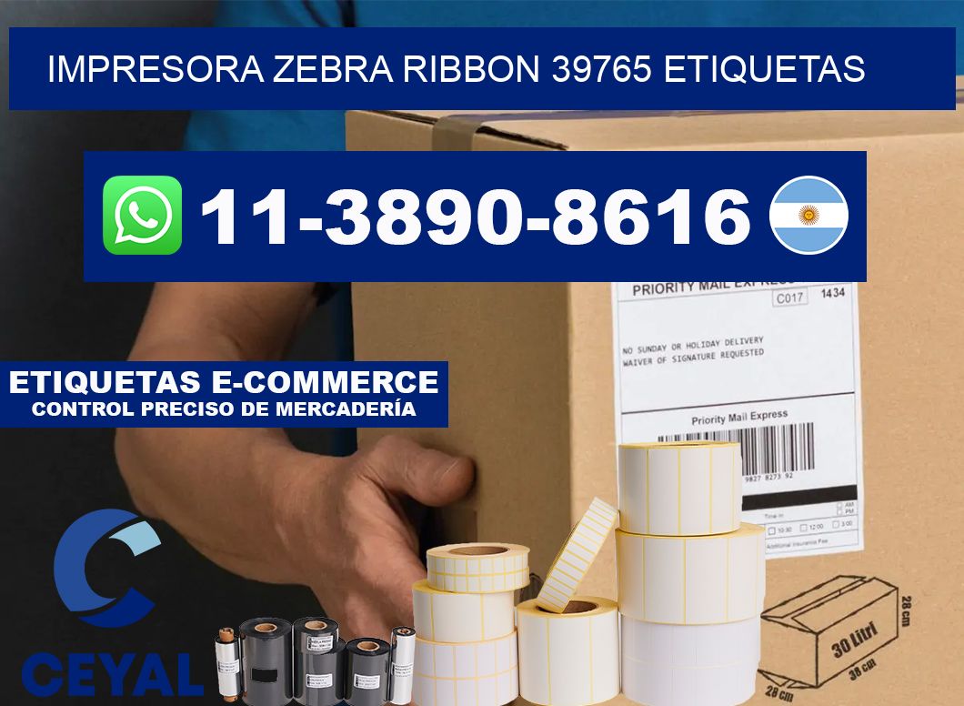 impresora zebra ribbon 39765 etiquetas