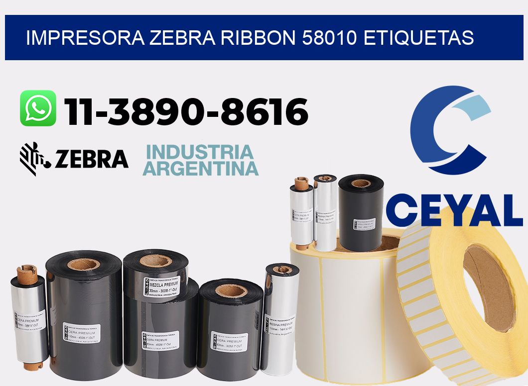 impresora zebra ribbon 58010 etiquetas
