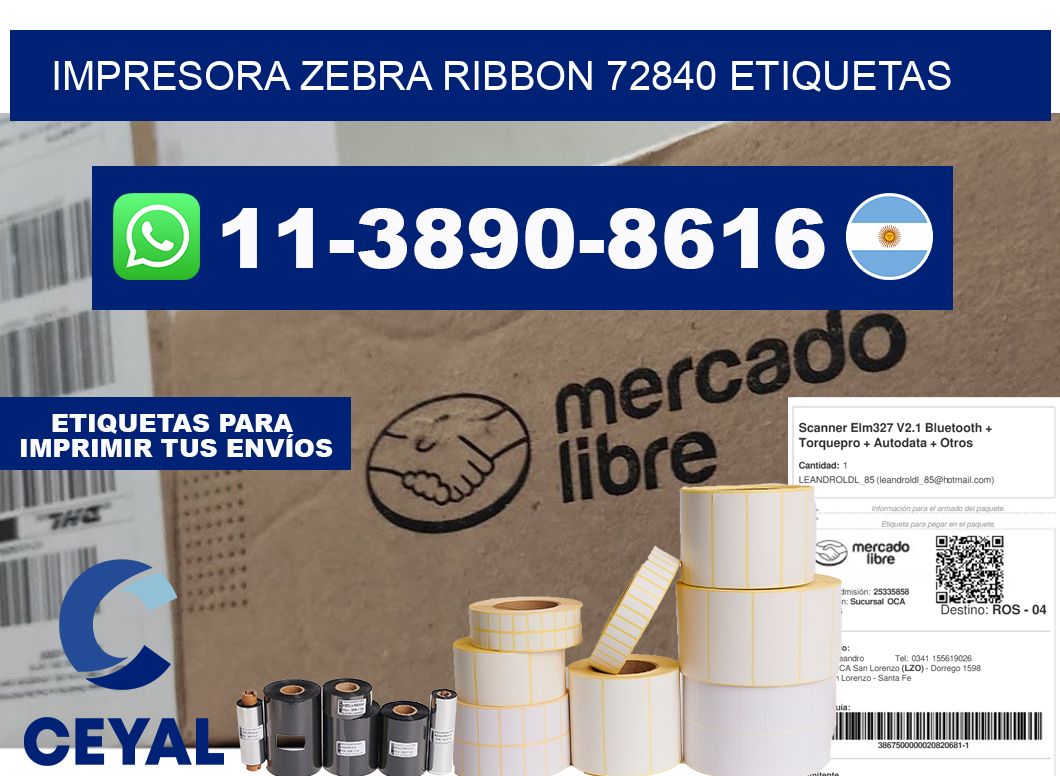 impresora zebra ribbon 72840 etiquetas