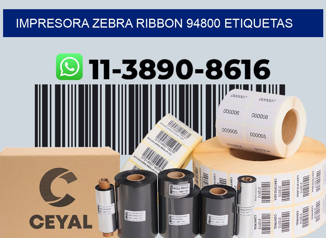 impresora zebra ribbon 94800 etiquetas