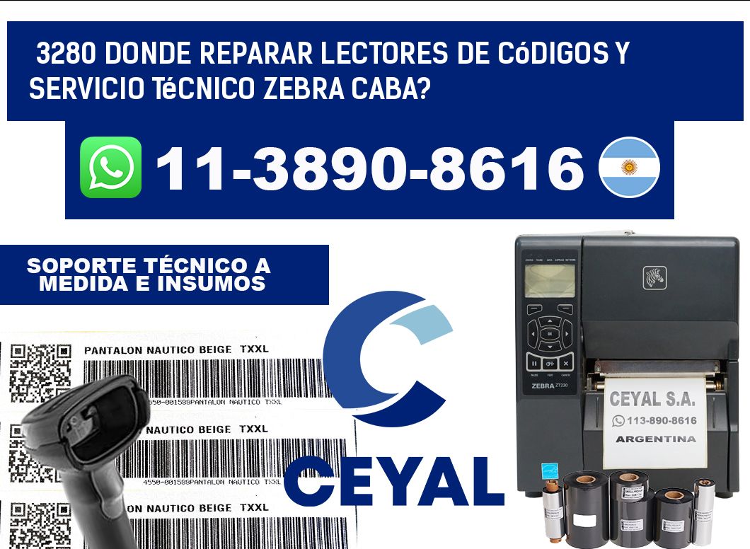 3280 donde reparar Lectores de Códigos y Servicio Técnico zebra Caba?