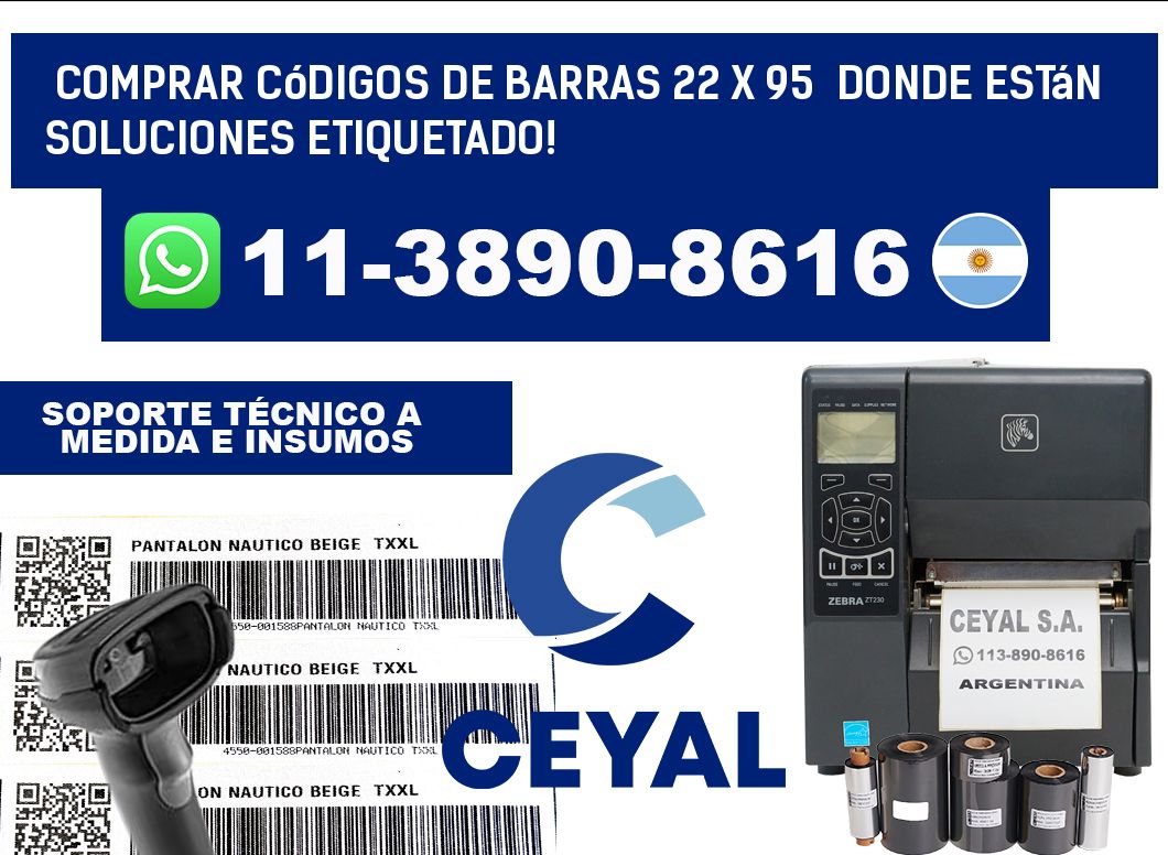 Comprar códigos de barras 22 x 95  donde están soluciones etiquetado!