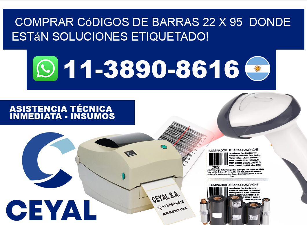 Comprar códigos de barras 22 x 95  donde están soluciones etiquetado!