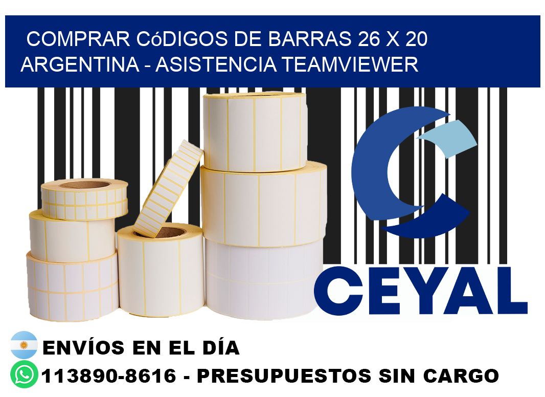 Comprar códigos de barras 26 x 20 argentina - asistencia teamviewer