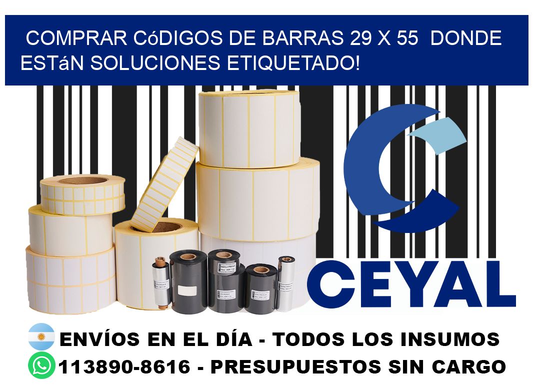 Comprar códigos de barras 29 x 55 donde están soluciones etiquetado!