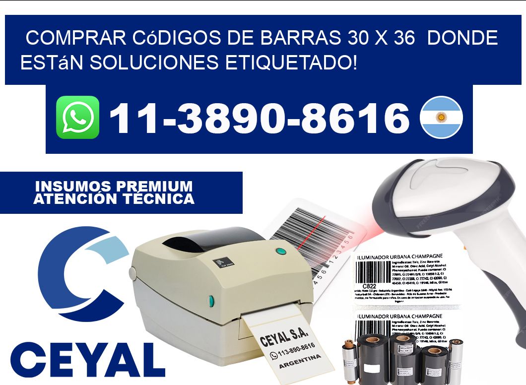 Comprar códigos de barras 30 x 36  donde están soluciones etiquetado!