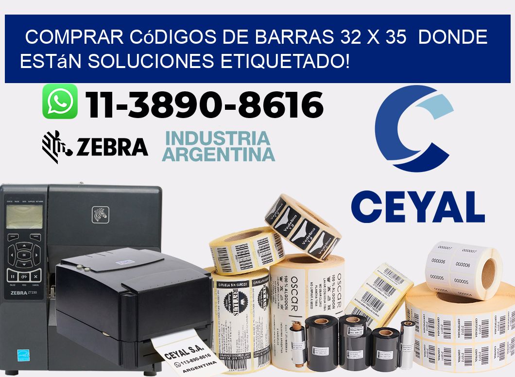 Comprar códigos de barras 32 x 35  donde están soluciones etiquetado!
