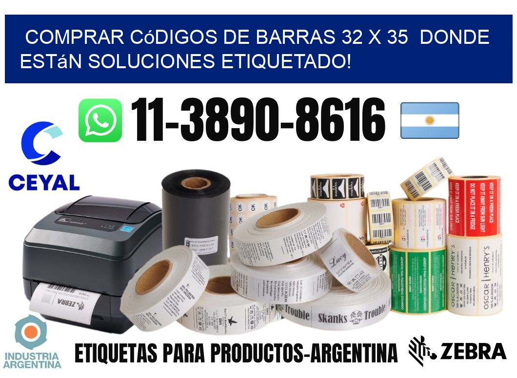 Comprar códigos de barras 32 x 35  donde están soluciones etiquetado!
