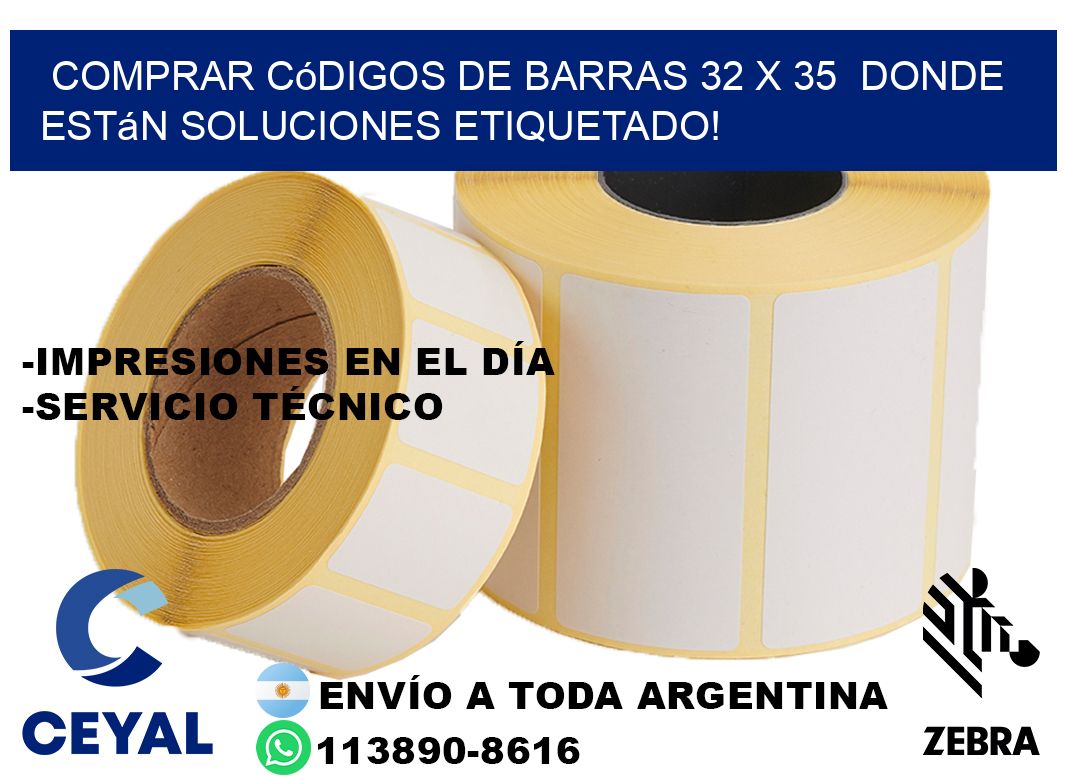 Comprar códigos de barras 32 x 35  donde están soluciones etiquetado!