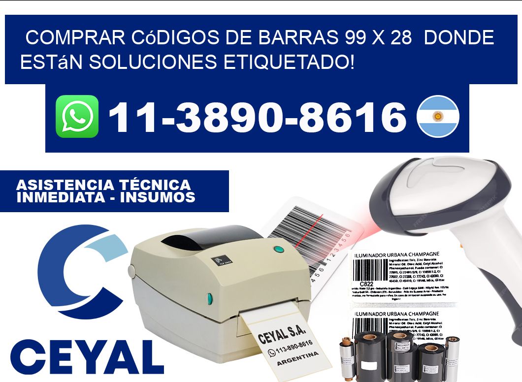 Comprar códigos de barras 99 x 28  donde están soluciones etiquetado!