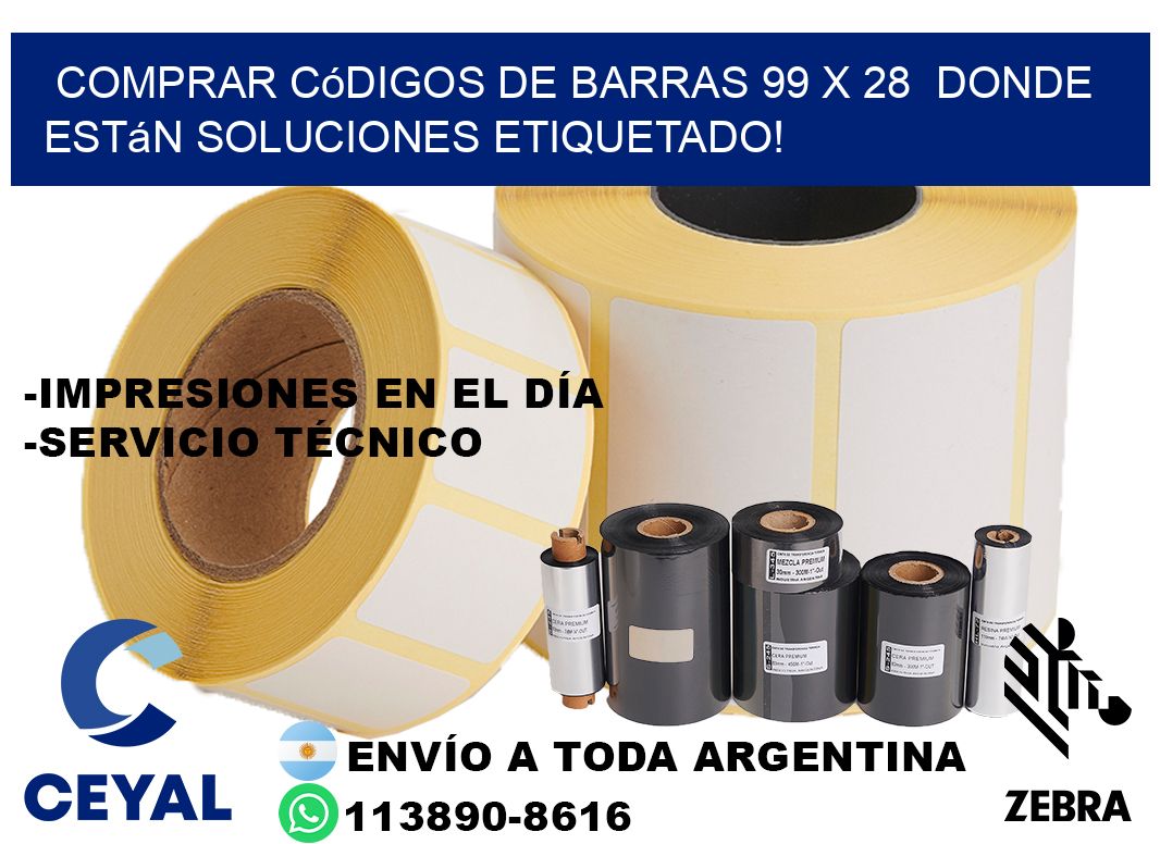 Comprar códigos de barras 99 x 28  donde están soluciones etiquetado!
