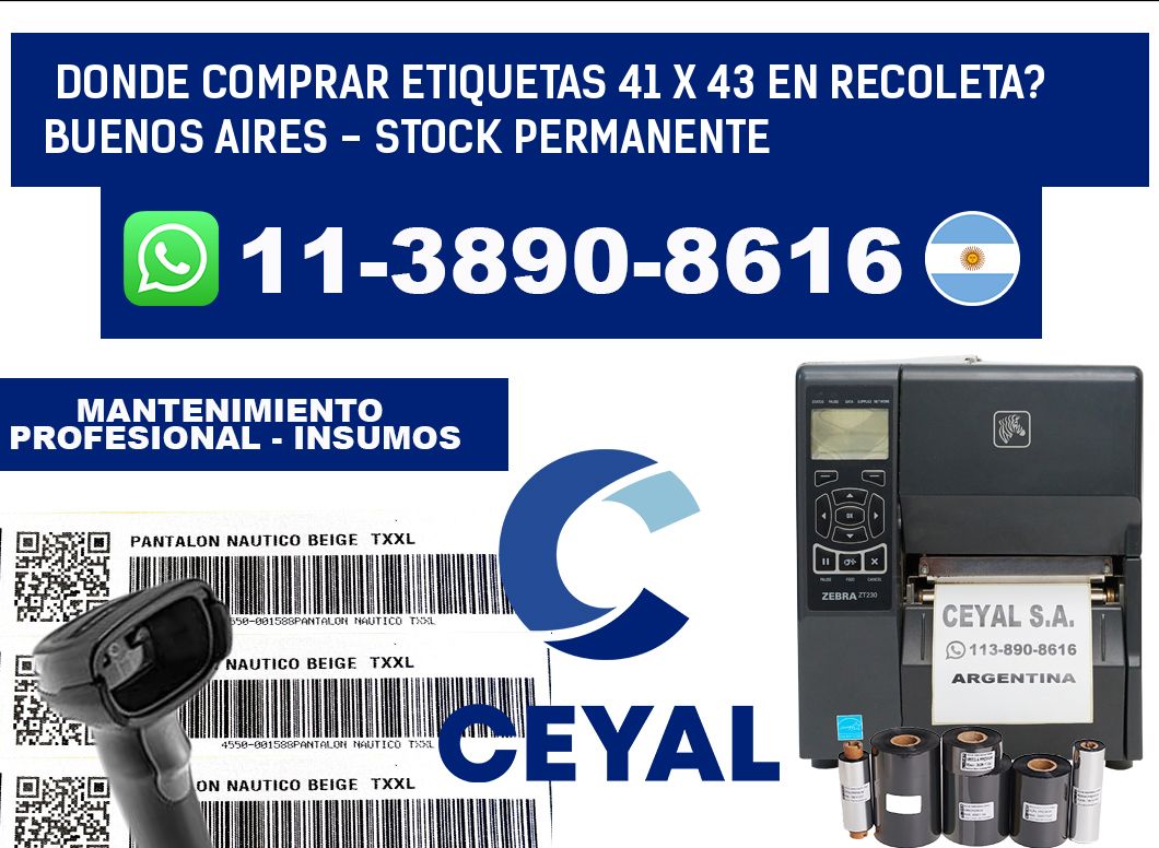 Donde Comprar etiquetas 41 x 43 en RECOLETA? Buenos Aires - Stock permanente