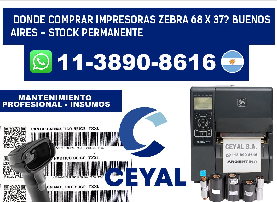 Donde Comprar impresoras zebra 68 x 37? Buenos Aires - Stock permanente