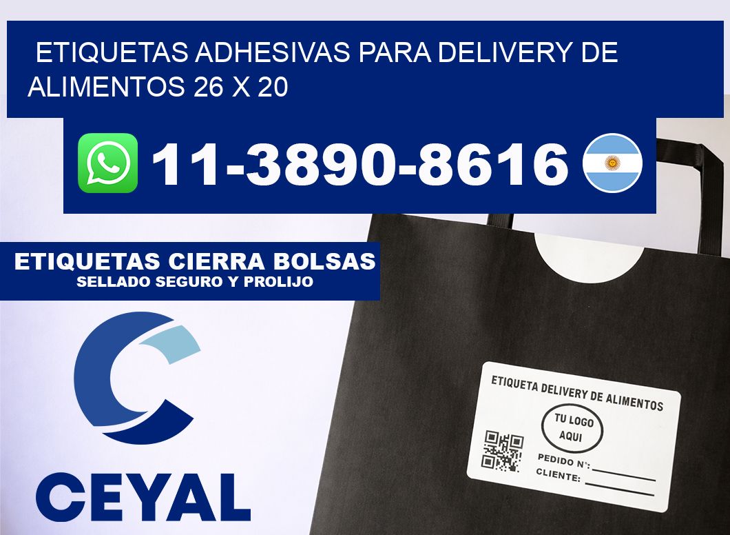 ETIQUETAS ADHESIVAS PARA DELIVERY DE ALIMENTOS 26 x 20