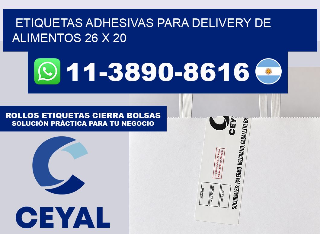 ETIQUETAS ADHESIVAS PARA DELIVERY DE ALIMENTOS 26 x 20