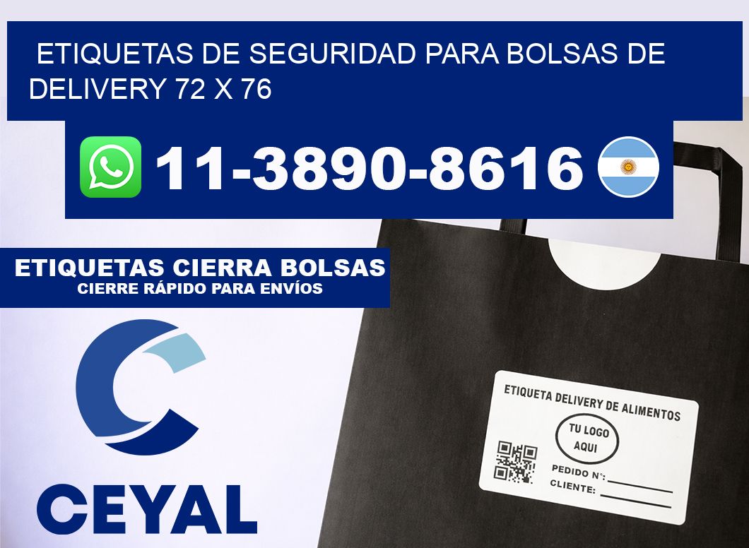 ETIQUETAS DE SEGURIDAD PARA BOLSAS DE DELIVERY 72 x 76