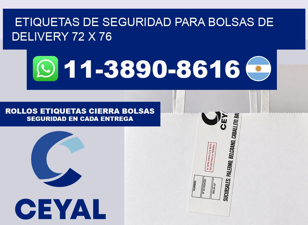 ETIQUETAS DE SEGURIDAD PARA BOLSAS DE DELIVERY 72 x 76