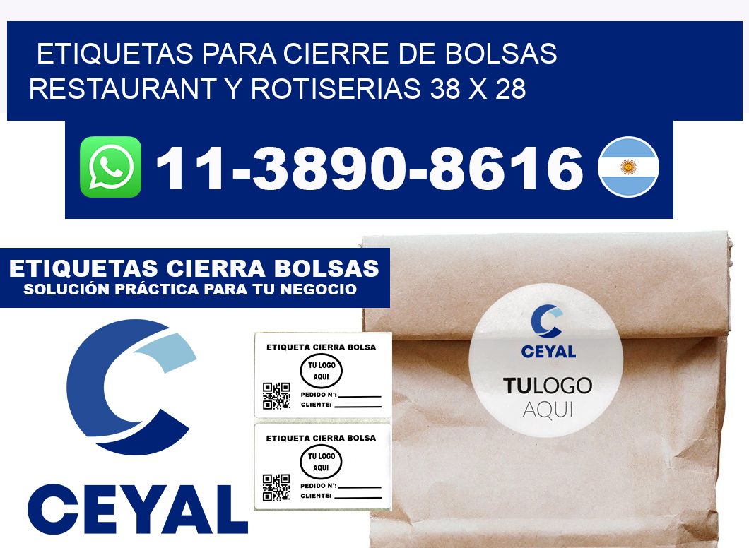 ETIQUETAS PARA CIERRE DE BOLSAS RESTAURANT Y ROTISERIAS 38 x 28
