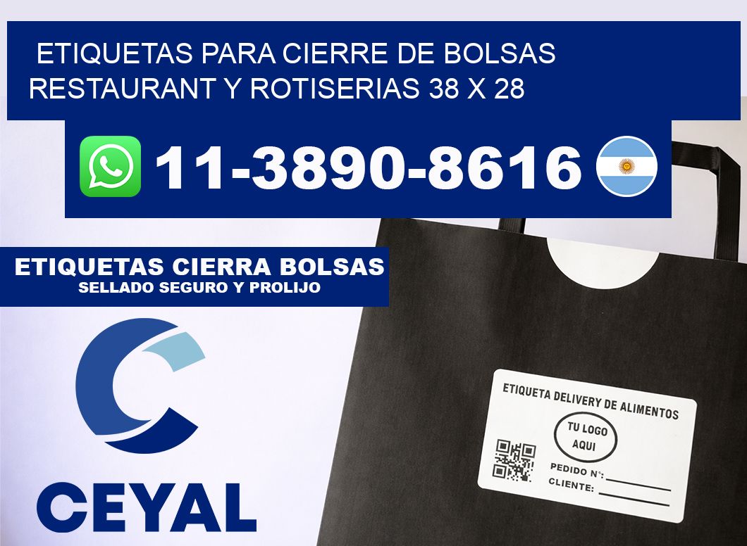 ETIQUETAS PARA CIERRE DE BOLSAS RESTAURANT Y ROTISERIAS 38 x 28