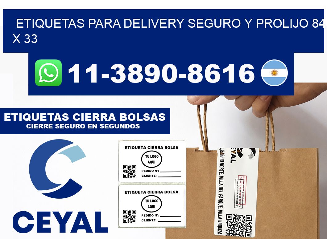 ETIQUETAS PARA DELIVERY SEGURO Y PROLIJO 84 x 33