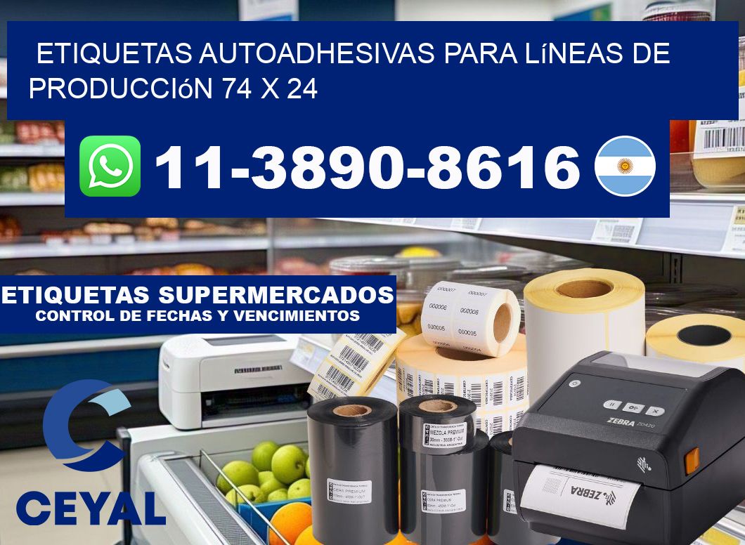 Etiquetas autoadhesivas para líneas de producción 74 x 24